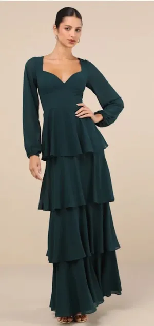 LULU's Elegant Sexy Sophisticated Long Sleeve Romantic Flowy Bridesmaid Maxi thumbnail 1