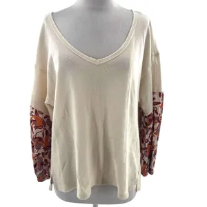 Anthropologie‎ vintage floral thermal top oversized sz M thumbnail 6