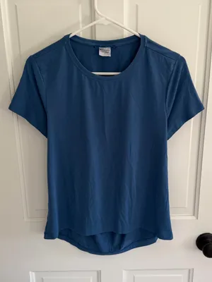 Athleta Open Back Short‎ Sleeve Active Top Blue Size Small thumbnail 1