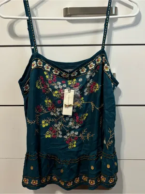 Anthropologie Floral Beaded Tank Top NWT thumbnail 2