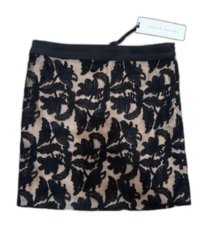 English Factory Black Embroidered Illusion Mini Pencil Skirt Size Small New NWT thumbnail 1