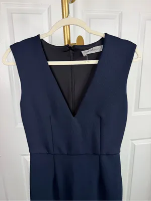 Sportmax Navy V-Neck Mermaid Midi Dress Built-In Shapewear thumbnail 2