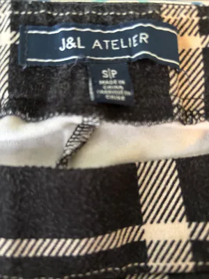 J & L Atelier Black Plaid Wide-Leg Size Small Trousers thumbnail 3