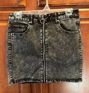 Black Mini Jean Skirt Size M thumbnail 1