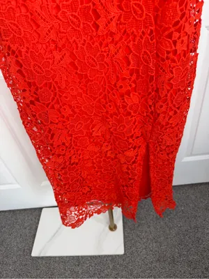 ASTR the Label Red Floral Lace Strapless Midi Dress Size L Cocktail Party thumbnail 3