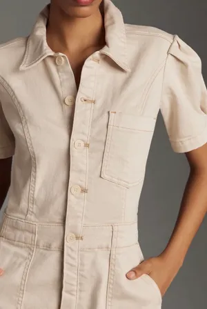 Anthropologie Pilcro The Kit Utility Romper in Beige , Size 6 thumbnail 4