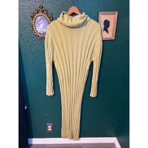 Free People Beach Wanda Sweater Dress Size Large Dried Moss Green Forest Fairy B thumbnail 2