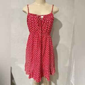 Lulu’s Grecian Getaway Red and White Print Mini Dress size large thumbnail 11