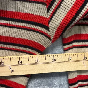 2274 | Brandy Melville Santana Striped Ribbed Crop Top Red Tan Long Sleeve OS thumbnail 7