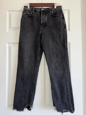 Free People We The Free Tapered Baggy Boyfriend Jeans Black High Rise Size 26 thumbnail 2