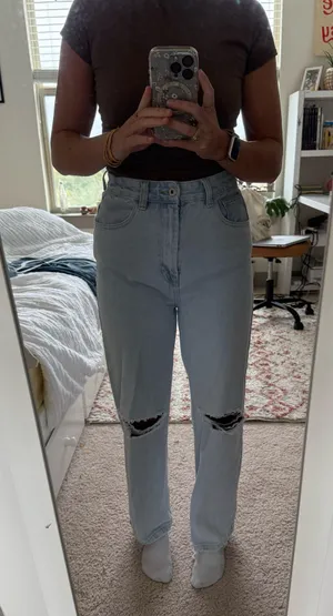Beginning Boutique Light Wash Denim Ripped Jeans thumbnail 1