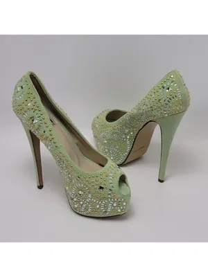 Kiss Kouture Celine Light Mint Green Peep Toe Beaded Platform Heels Size 8.5 thumbnail 9