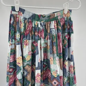 VTG River Ridge patchwork denim floral southwest maxi midi M cottage country thumbnail 6