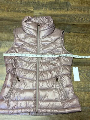 Calvin Klein Puffer Vest Womens Medium Pink Shiny Quilted Full Zip New thumbnail 4