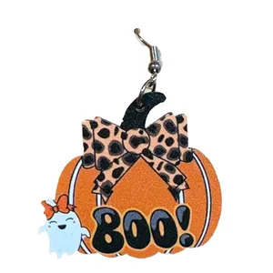 Halloween Pumpkin Earrings Boo Leopard Bow Ghost Dangle Drop Earrings New‎ thumbnail 3