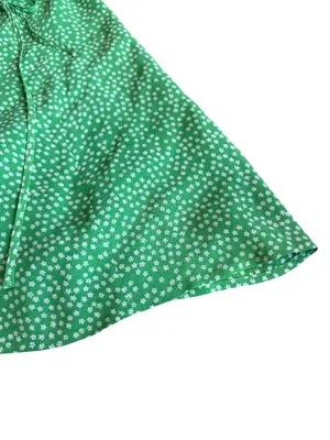 Reformation Dawn Mini Wrap Dress Green Floral Print Flowy Girly Party Size Small thumbnail 7