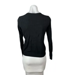 Zara Women's Black Long Sleeve Button Down Crew Neck Cardigan Sweater Top Sz S thumbnail 4