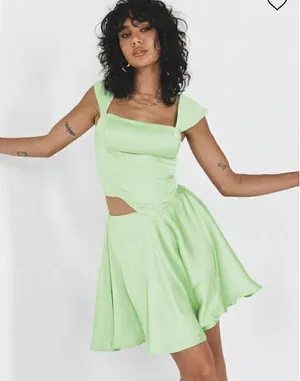 Princess Polly Cornell Satin Mini Skirt Green thumbnail 1