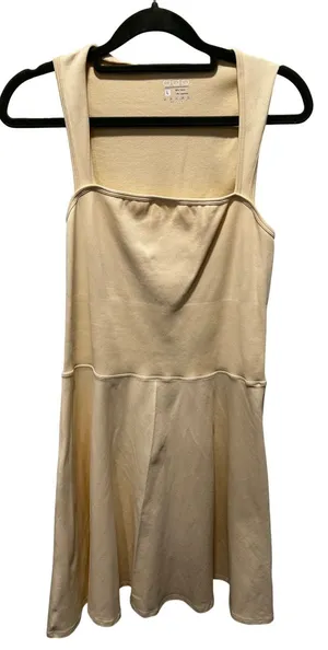 OQQ Athletic Tennis Dress Pale Yellow‎ Large Ribbed Square Neck Gym Casual thumbnail 1