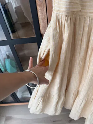 Abercrombie Emerson midi dress linen puff short sleeve butter pockets squareneck thumbnail 8