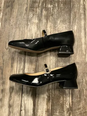 Jessica Simpson Black Patent Mary Jane Flats with Rhinestone Buckle Size 7.5 thumbnail 12