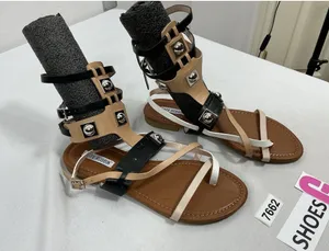 Womans New Cape Robbin Thong Ankle Cuff Gladiator Flat Sandals 9 Black Brown thumbnail 1