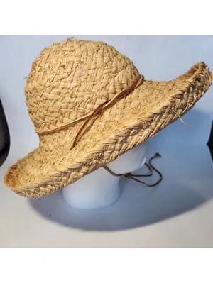 S.F. Green San Francisco Sun Hat Beige Woven Straw Hat Vintage California thumbnail 4