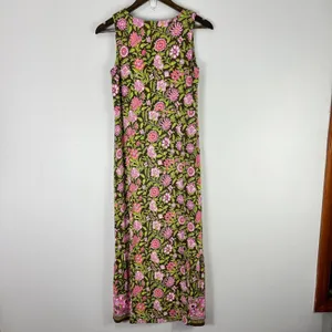 J Jill Maxi Dress XS Floral Brown Pink Boho Forest Fairy Cottagecore Earthy‎ thumbnail 8