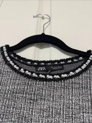 Zara Gray and Black Tweed-Effect Mini Dress thumbnail 5