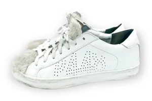 P448 John Sneaker Coated Leather Faux Fur Tongue Lace Up Shoes Size 38 thumbnail 1