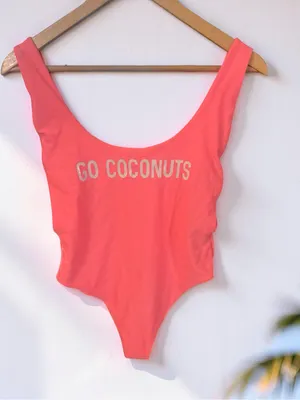 Aerie Go Coconuts Coral Pink Scoop One Piece Swimsuit Size XL thumbnail 4