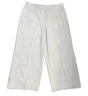Bar III Pants Womens 16 cream Linen Blend‎ Wide Leg Career pleated high rise thumbnail 1