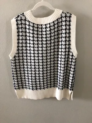 Princess Polly houndstooth sweater vest fall academia preppy XS/S thumbnail 5