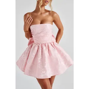 NWT Babyboo Salome Mini Dress Blush Jacquard Fit & Flare Cocktail Dress Size M thumbnail 6