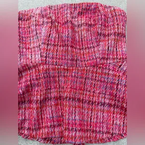 NWT Anthropologie Maeve Plaid Knitted Strapless Peplum Top Women’s Size Small thumbnail 2