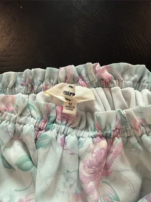 entro Pastel Floral Off-Shoulder Smocked Peasant Top thumbnail 3