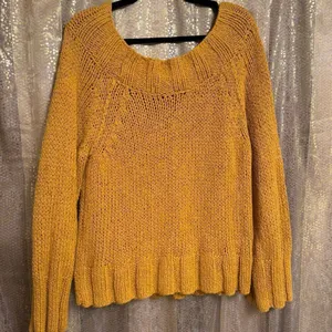 Free People Desert Sun Golden Yellow Beachy Slouch Chunky Sweater Large thumbnail 2