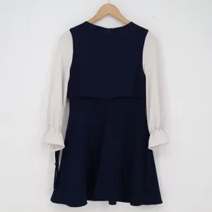 Munaiyi Dress Womens S Navy Blue White Faux Pearl Button Mini Excellent thumbnail 5
