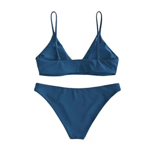 NWT Zaful Bikini Set Peacock‎ Blue Triangle Top High Cut Bottom Small thumbnail 3