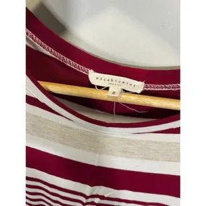 Wasabi + Mint Shirt Dress Womens Small Burgundy Striped Casual Crew Neck Mini thumbnail 3