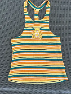 Care Bears Sunshine Bear Sleeveless Graphic Halter Tank Top Women's xs‎ striped thumbnail 2