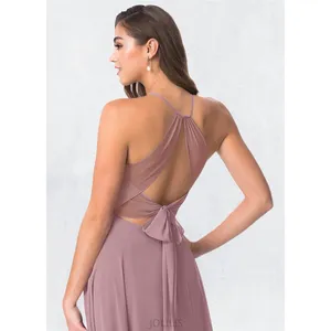Azazie A-Line Pleated Chiffon Floor-Length Dress Size A2 thumbnail 4