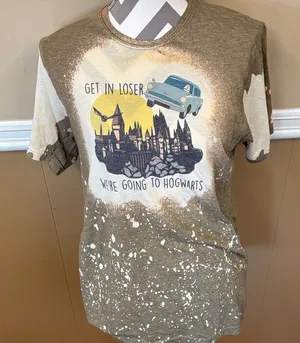 Graphic Tee with Hogwarts Design Brown Size M thumbnail 1