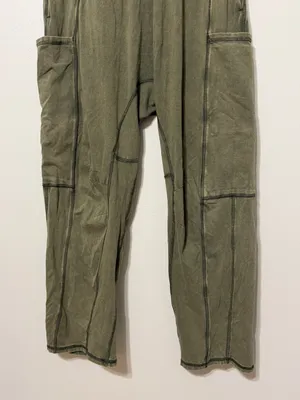 Free People Movement Hot Shot Baggy Pants Olive Army Green Size Small EUC thumbnail 5