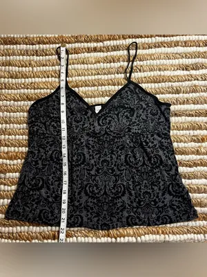 Y2K Black Demask Burnout Lace-Effect Cami Top thumbnail 5