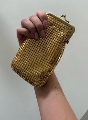 Vintage chainmail Gold Mesh Clutch Wallet - Metallic Evening Bag thumbnail 1