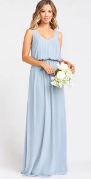 NWT Show Me Your Mumu Kendall STEEL blue maxi dress MEDIUM FLAWED thumbnail 1