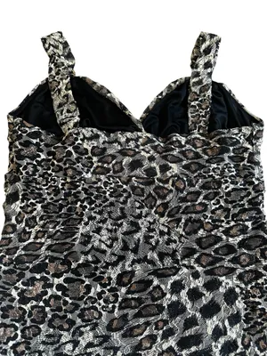 Express Mesh Lace Animal Print Babydoll Ruched Y2K Indie Sleaze Edgy Mob Wife thumbnail 6