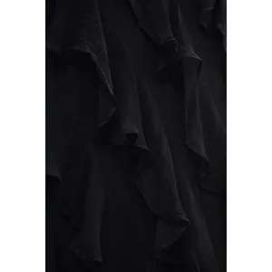BHLDN Jia Bias-Cut Ruffled V-Neck Gown in Black‎ Size 2 thumbnail 3