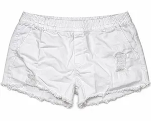 Aerie Pull On Elastic Waist Distressed Cut Off White Denim Shorts Medium 3 Inch thumbnail 1